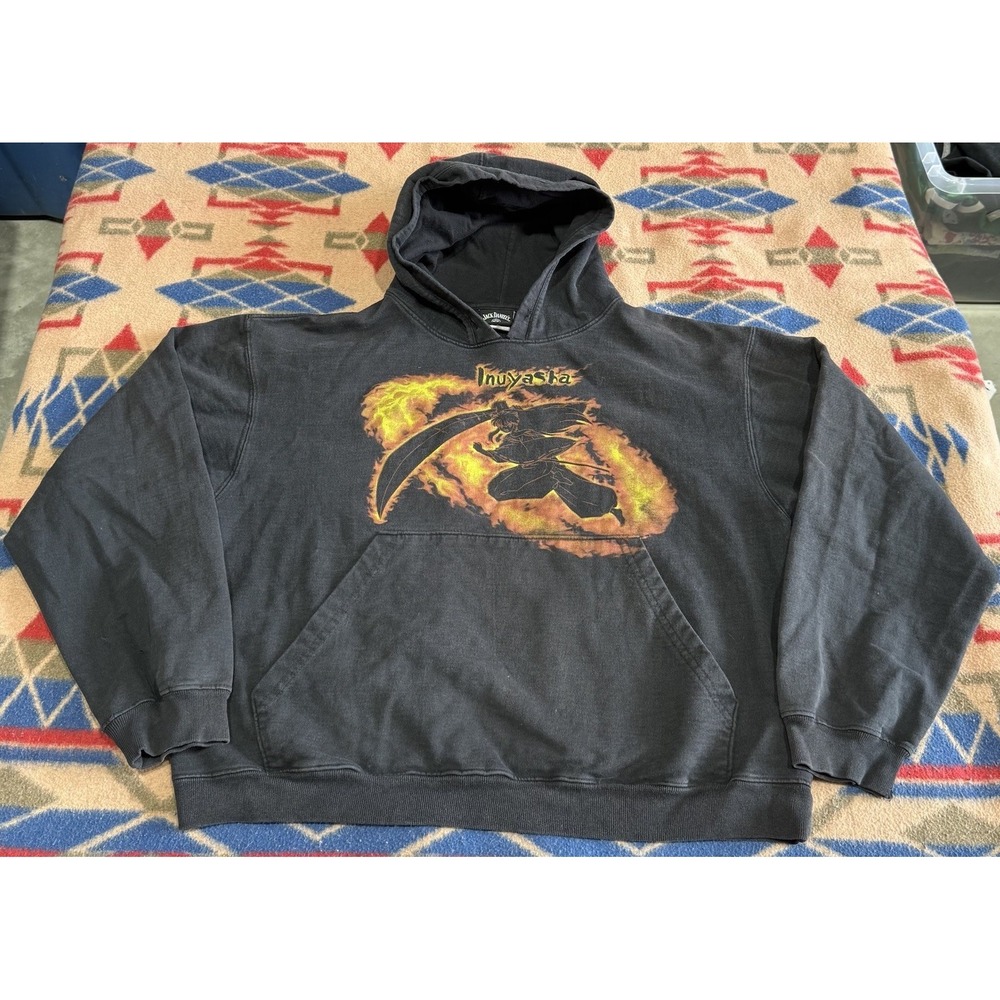 Vintage Y2K 2006 Inuyasha Anime‎ Hoodie Size Medium Rare Black